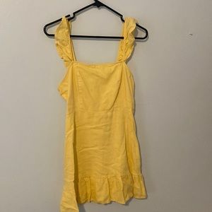 Yellow ruffle sleeve dress size small.